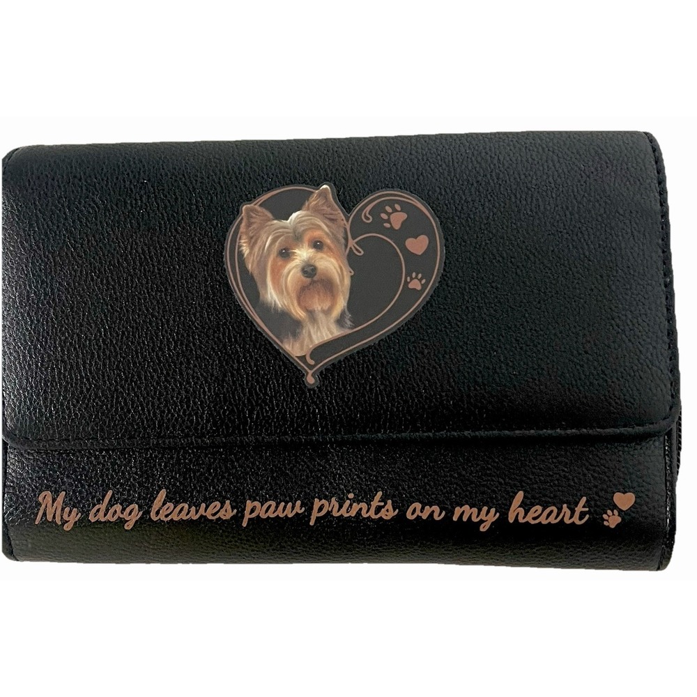 Yorkie Dog Wallet Bradford Exchange Paw Prints Heart Zip Around Wallet